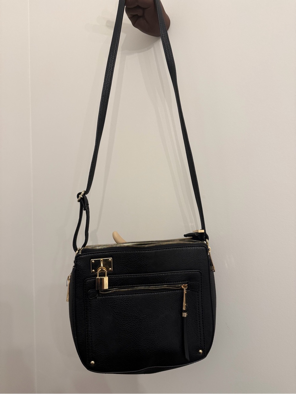 Aldo Black Crossbody Bag with Gold Hardware